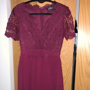 Angel in Disguise Burgundy Lace Skater Dress